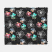 シームレスなスケッチされた折り付き花の抽象芸術モダンパ フリースブランケット (正面(横))