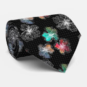 シームレスなスケッチされた折り付き花の抽象芸術 モダン ネクタイ (ロール)