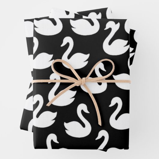 シームレスなスワンシルエット ラッピングペーパーシート (インサイチュ)