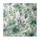 シームレスなセージ緑のフローラ タイル (正面)