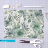 シームレスなセージ緑のフローラ 薄葉紙 (クラフト)