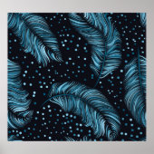 シームレスなダークフェザーテクスチャ、抽象芸術ヴィンテージ。 ポスター (正面)