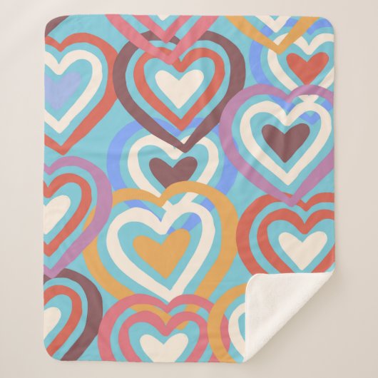 シームレスなテクスチャとおもしろいハート  シェルパブランケット (正面)