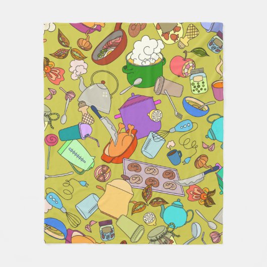 シームレスなテクスチャ。手描きのドードルが食べ物に適している  フリースブランケット (正面)