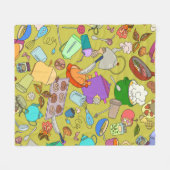 シームレスなテクスチャ。手描きのドードルが食べ物に適している  フリースブランケット (正面(横))