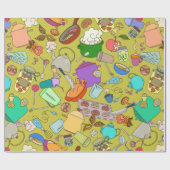 シームレスなテクスチャ。手描きのドードルが食べ物に適している  ラッピングペーパー (フラット)