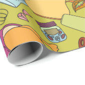 シームレスなテクスチャ。手描きのドードルが食べ物に適している  ラッピングペーパー (ロールコーナー)