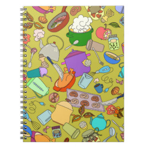 シームレスなテクスチャ。手描きの落書きオブジェクト食品 ノートブック