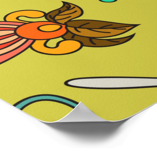 シームレスなテクスチャ。手描きドードルオブジェクト食品 ポスター (角)