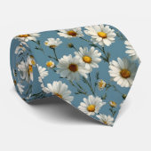 シームレスなデイジーの花模様（青） ネクタイ (ロール)
