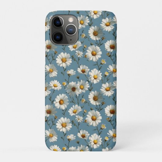 シームレスなデイジーの花模様（青） Case-Mate iPhoneケース (裏)