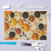 シームレスなデザインカボチャ秋デコページ 薄葉紙 (クラフト)