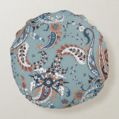 シームレスなトレンディーとペイズリーのインディアン  ラウンドクッション (裏面)