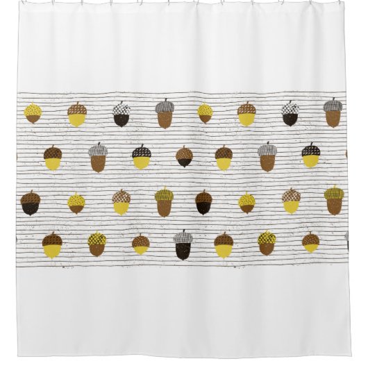 シームレスなドングリの模様。秋の風装。 シャワーカーテン (正面)