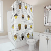 シームレスなドングリの模様。秋の風装。 シャワーカーテン (インサイチュ)