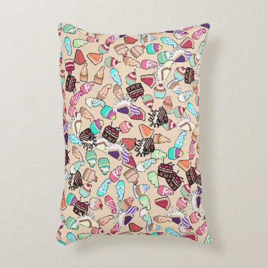 シームレスなドードルケーキの柄。手描きb アクセントクッション (正面(垂直))