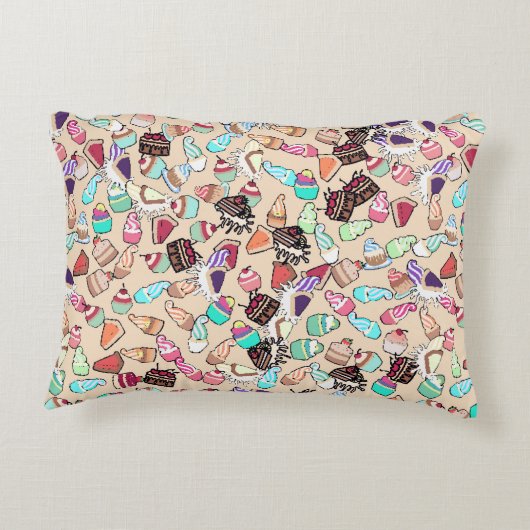 シームレスなドードルケーキの柄。手描きb アクセントクッション (裏面)