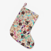 シームレスなドードルケーキの柄。手描きb スモールクリスマスストッキング (正面 (吊り時))