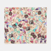 シームレスなドードルケーキの柄。手描きb フリースブランケット (正面(横))