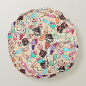 シームレスなドードルケーキの柄。手描きb ラウンドクッション (裏面)