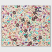 シームレスなドードルケーキの柄。手描きb ラッピングペーパー (フラット)