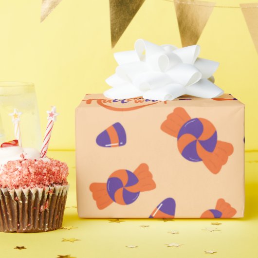 シームレスなハロウィンスイーツとキャンディラッピング紙 ラッピングペーパー (誕生日パーティー)