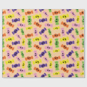 シームレスなハロウィーンパタカラフルーン不気味なキャンディ ラッピングペーパー (フラット)