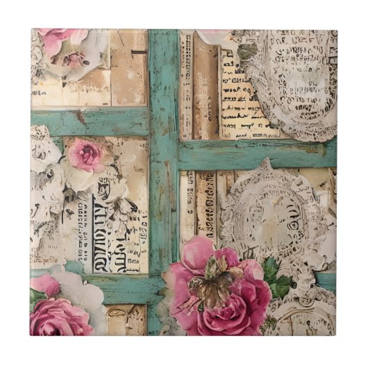 シームレスなハンドドロー芸術的ド素朴バックスプラッシュ タイル (正面)