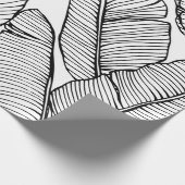 シームレスなバナナの葉のパターンの背景。黒と ラッピングペーパー (角)