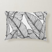 シームレスなバナナの葉のパターン背景。黒と アクセントクッション (裏面)