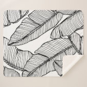 シームレスなバナナの葉のパターン背景。黒と シェルパブランケット (正面(横))