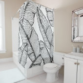 シームレスなバナナの葉のパターン背景。黒と シャワーカーテン (インサイチュ)