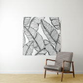 シームレスなバナナの葉のパターン背景。黒と タペストリー (インサイチュ)