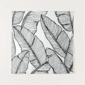 シームレスなバナナの葉のパターン背景。黒と タペストリー (正面)