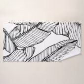 シームレスなバナナの葉のパターン背景。黒と バスタオル (バスタオル)