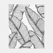 シームレスなバナナの葉のパターン背景。黒と フリースブランケット (正面)