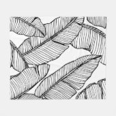 シームレスなバナナの葉のパターン背景。黒と フリースブランケット (正面(横))