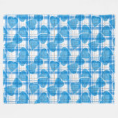 シームレスなバレンタインデイブルーハートプ市松模様にライ フリースブランケット (正面(横))