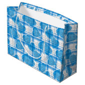 シームレスなバレンタインデイブルーハートプ市松模様にライ ラージペーパーバッグ (裏面アングル)