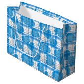 シームレスなバレンタインデイブルーハートプ市松模様にライ ラージペーパーバッグ (正面アングル)