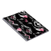 シームレスなバレンタインデーの愛白黒パターンh ノートブック (右側)