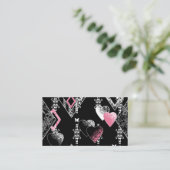 シームレスなバレンタインデーの愛白黒パターンh 名刺 (スタンド正面)