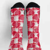 シームレスなバレンタインデーの赤いハート市松模様にプライド ソックス (上部)