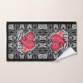 シームレスなバレンタインデー愛グレー白の赤いパテ バスタオルセット (ハンドタオル)