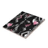 シームレスなバレンタインデー愛ブラックパターンハート タイル (側面)