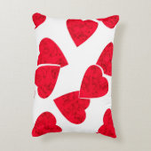 シームレスなバレンタインデー赤いハートホワイトパターンb アクセントクッション (裏面(縦))