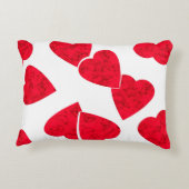 シームレスなバレンタインデー赤いハートホワイトパターンb アクセントクッション (裏面)