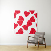 シームレスなバレンタインデー赤いハートホワイトパターンb タペストリー (インサイチュ(横))