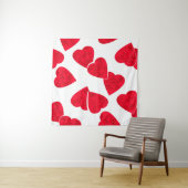 シームレスなバレンタインデー赤いハートホワイトパターンb タペストリー (インサイチュ)