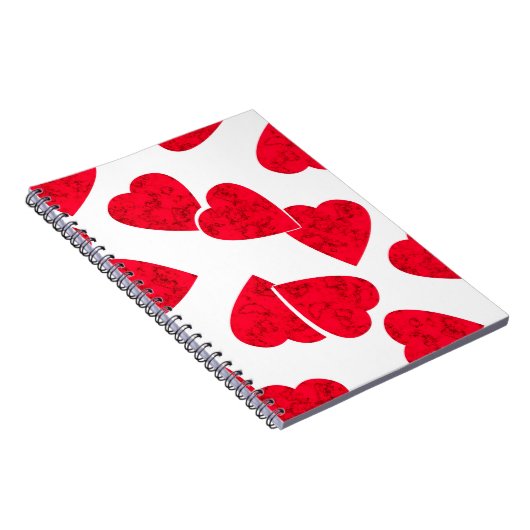 シームレスなバレンタインデー赤いハートホワイトパターンb ノートブック (右側)